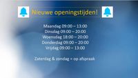 nieuwe openingstijden